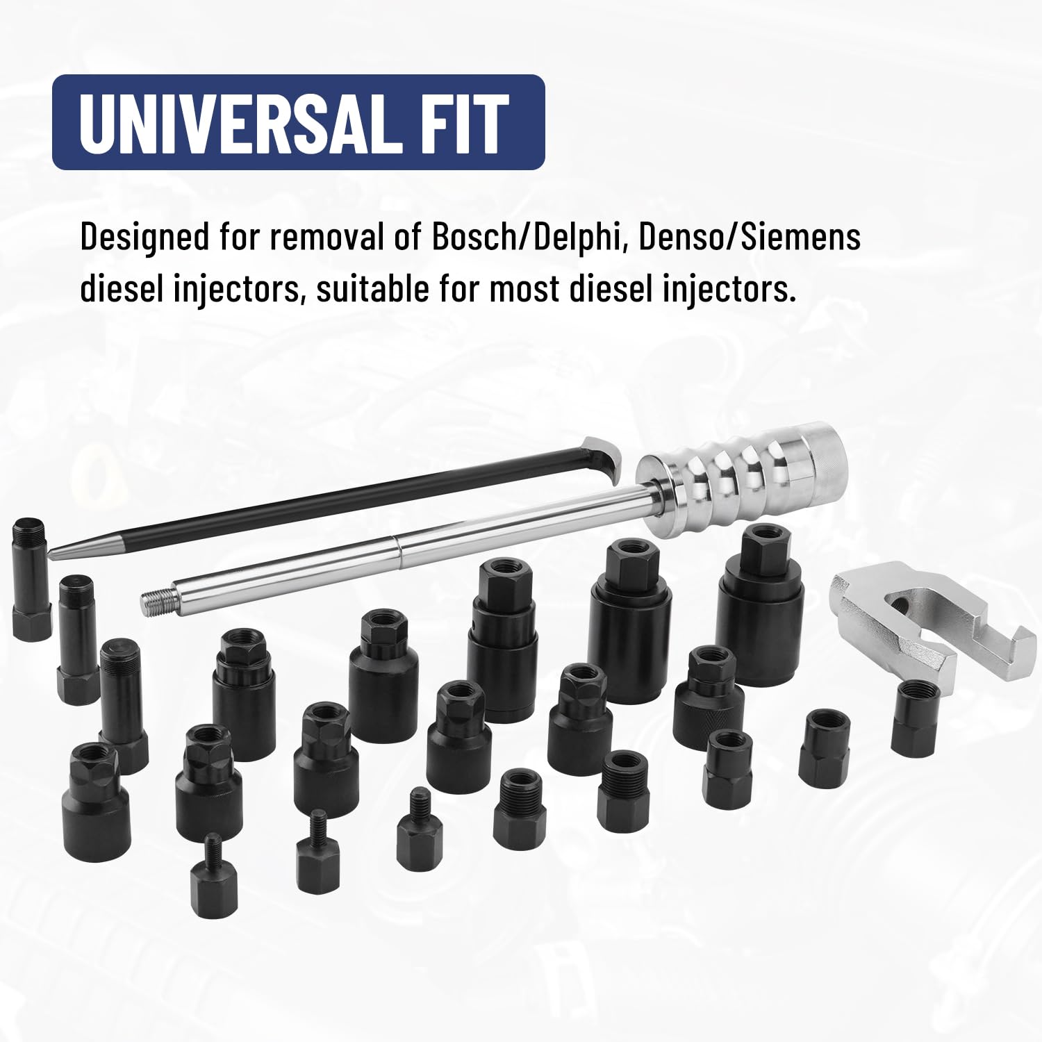 Set Estrattore Iniettori Diesel Pneumatico - 24 Pezzi Con Adattatori Per Bosch, Delphi, Denso - Foto 8