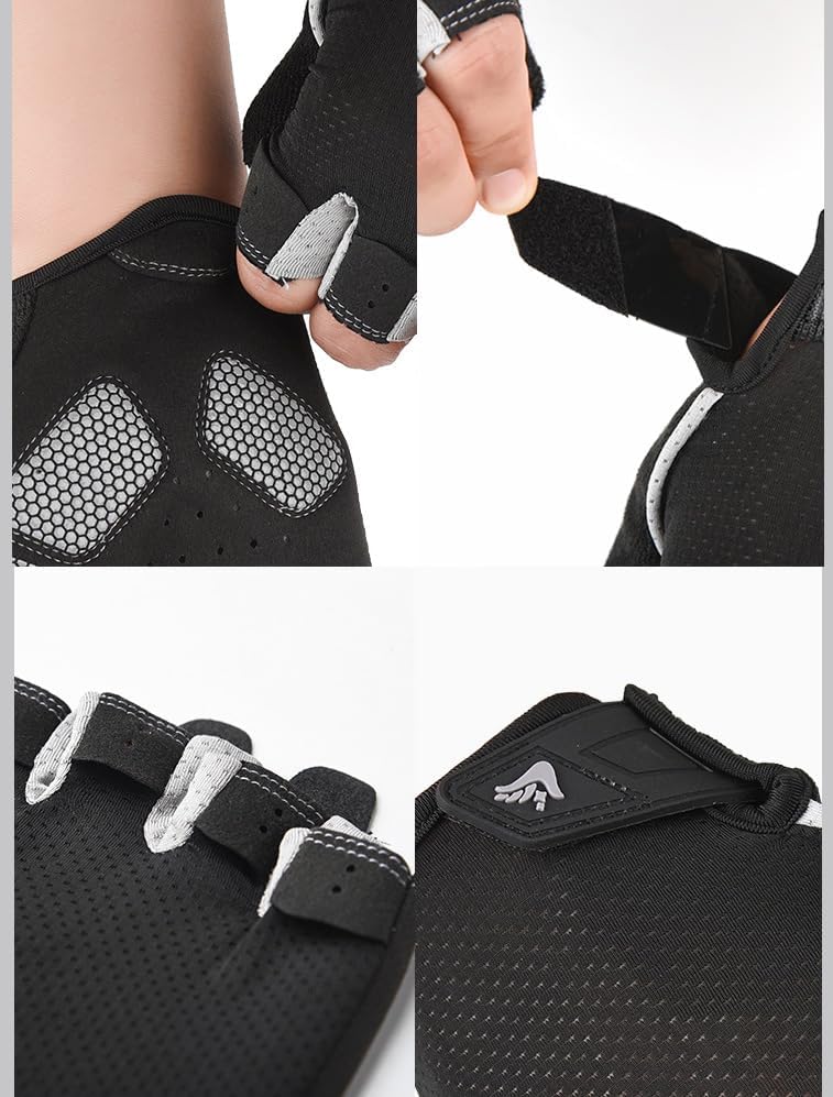 Miniatura 8 de INOGIH Guantes de entrenamiento de medio dedo para hombres y mujeres, guantes de ejercicio antideslizantes para levantamiento de pesas, ciclismo,