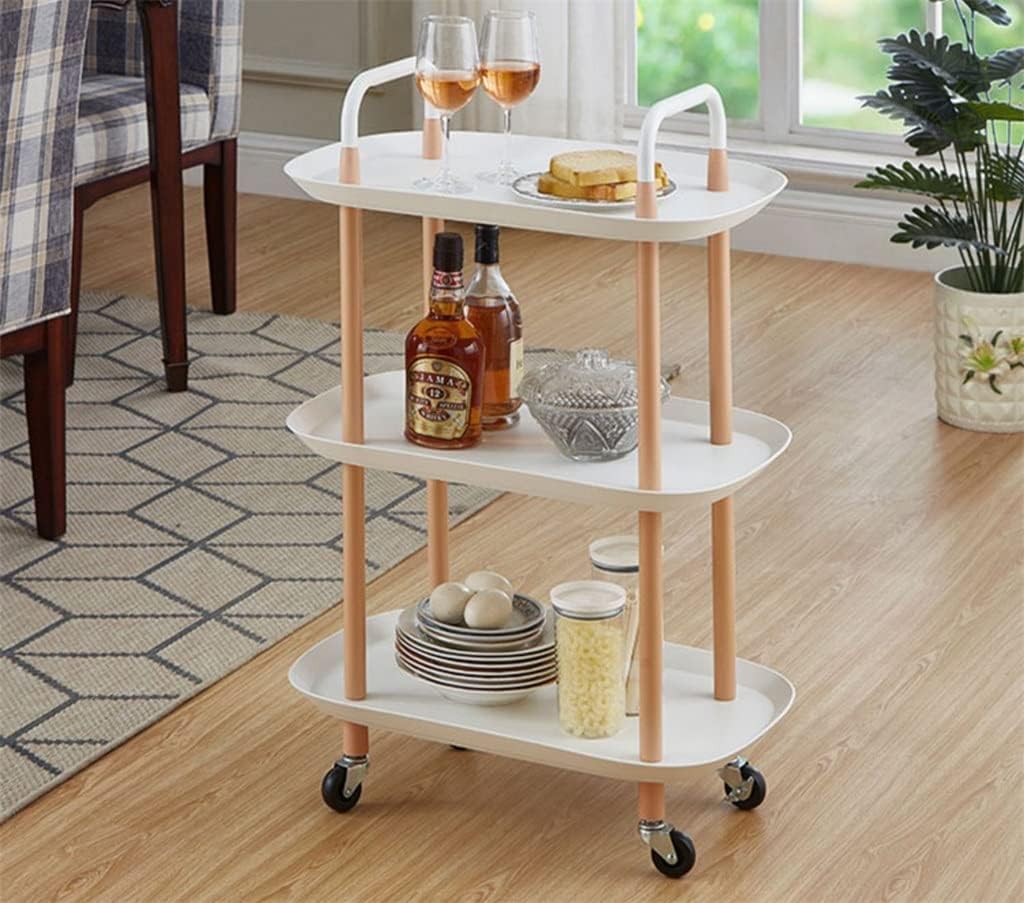 Kitchen 3-Layer Square Cart Simple Multi-Function Installation Trolley Living Room Home Storage