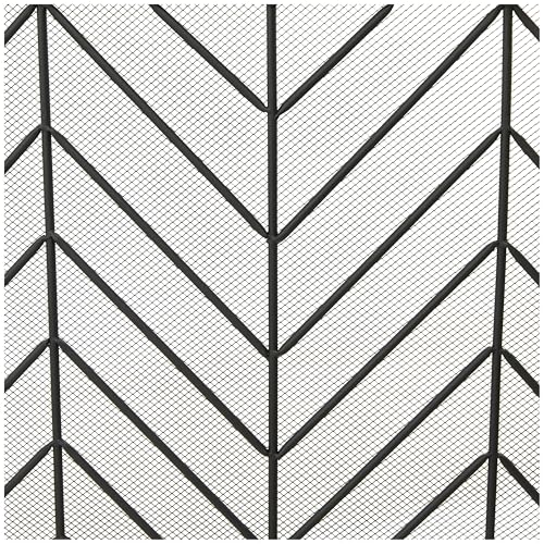 Deco 79 Geometrisches, faltbares Maschennetz aus Metall, 3-teiliger Kaminschutz mit Chevron-Muster, 132 x 2,5 x 78 cm, Schwarz