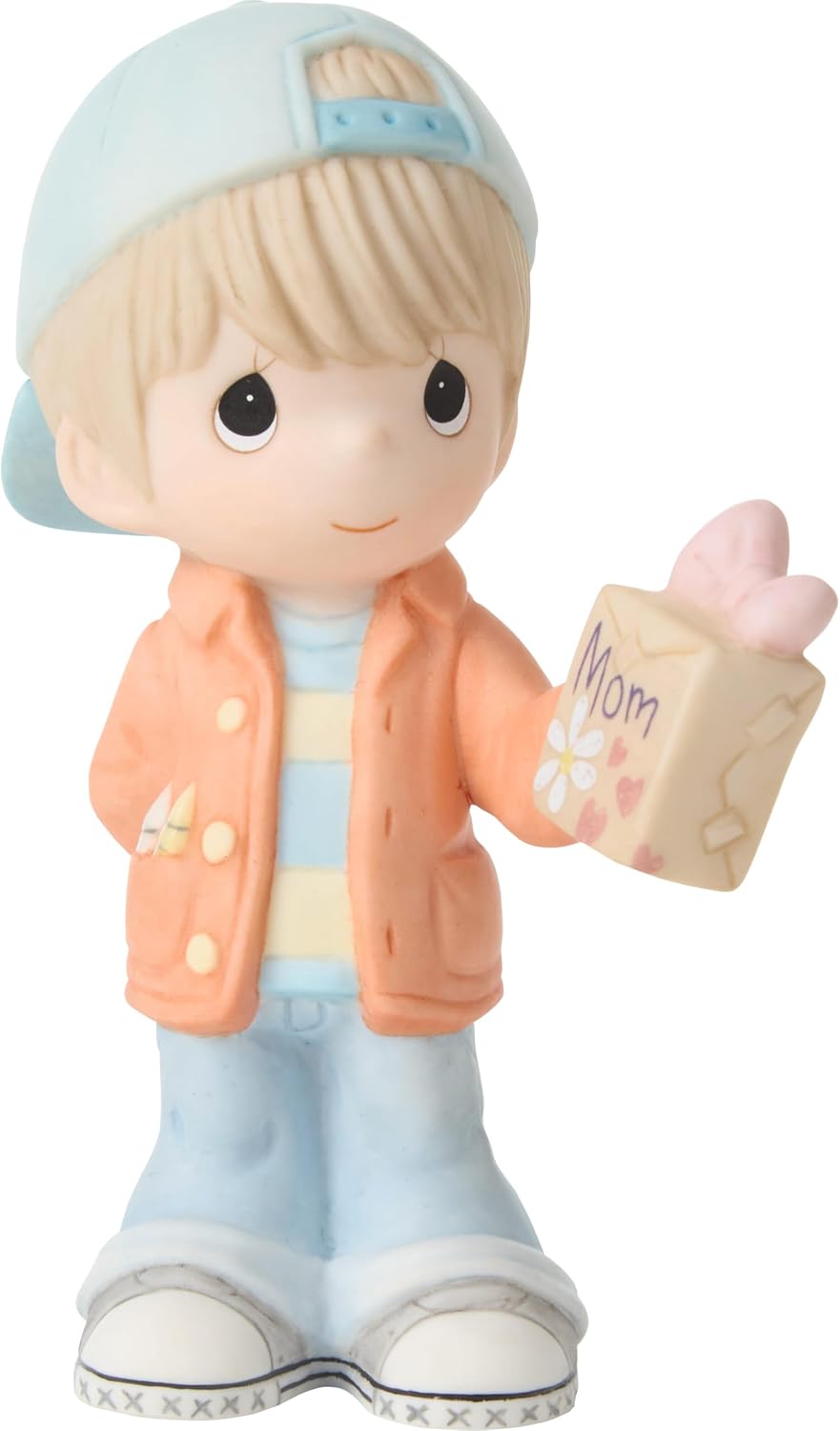 Precious Moments 252021 Mommy I Love You Boy Bisque Porcelain Figurine, Son Gift for Mom Figurine, Mother Son Love Gift