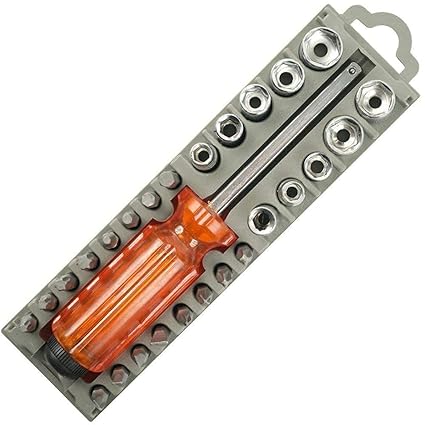 KP2 Heavy Duty 28 in 1 Multipurpose Steel Alloy 28 Pieces Screwdriver Set with Solid Plastic Slotted Case