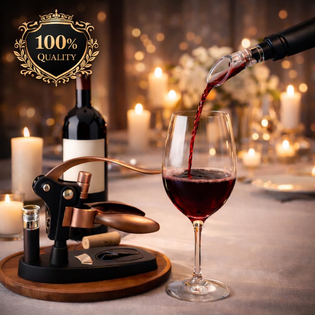 Ultimate All-in-One rabbit wine opener Set – 7 Essential Accessories Included – Complete corkscrew wine opener Kit with Aerator, Stopper & Stand – Premium wine bottle opener for Wine Lovers - Image 6