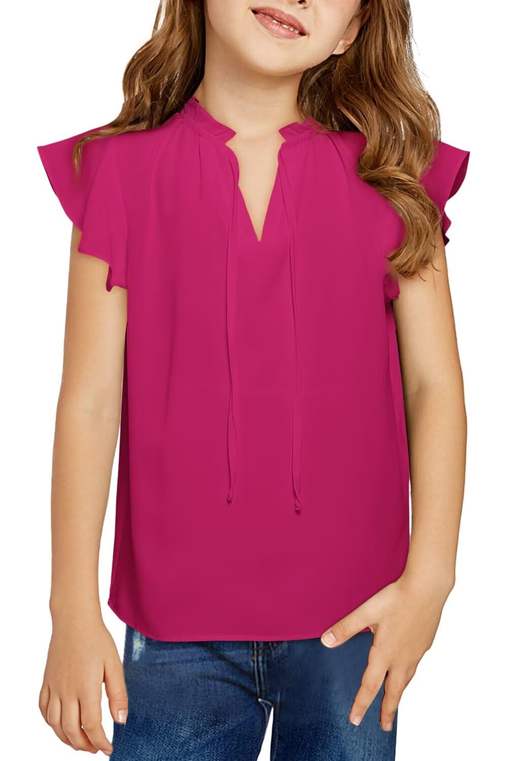 DOKOTOO KIDS Girls Short Sleeve Blouse Dress Shirt Top Size 7-15 Years Old