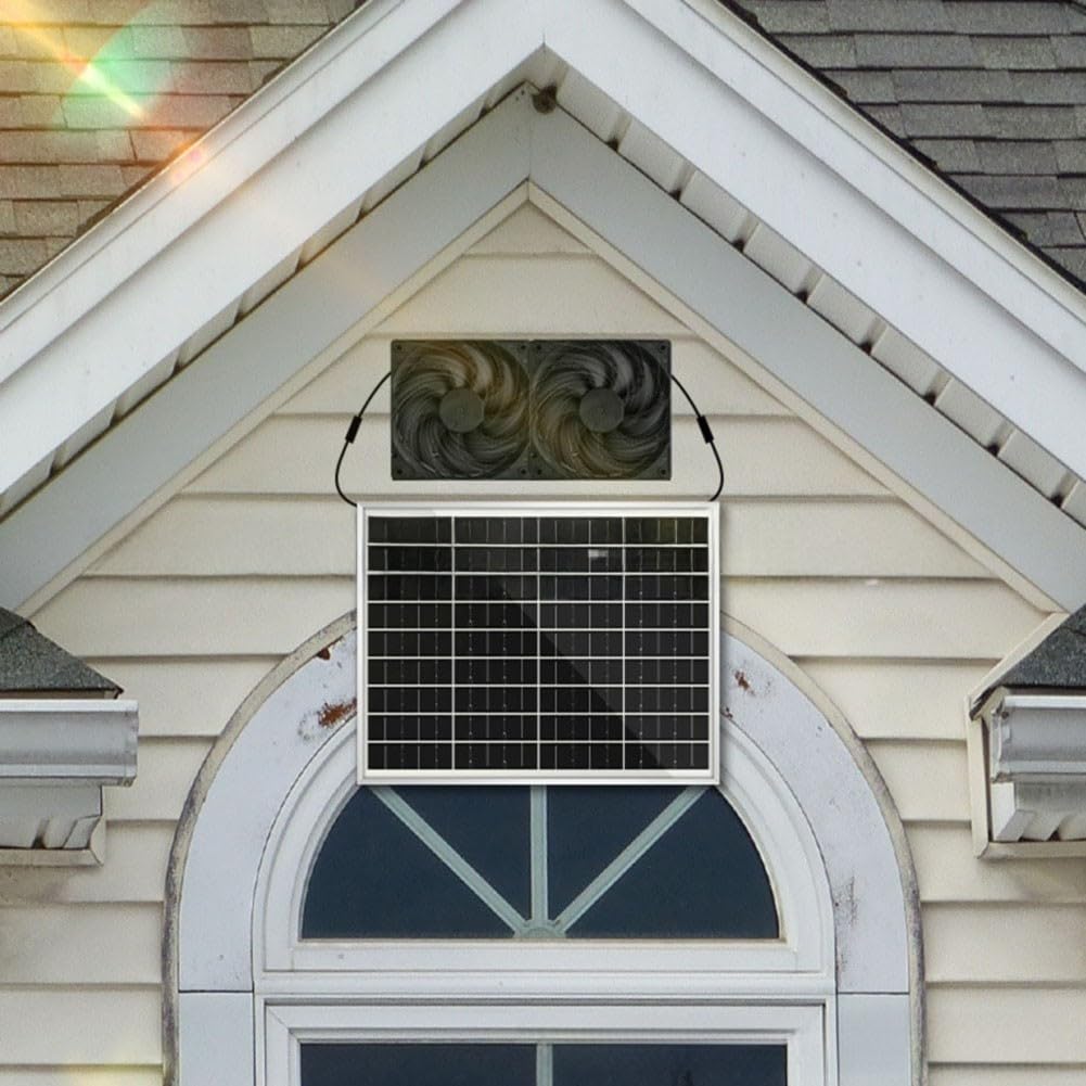 Ventilatore solare con pannello da 15 W per una ventilazione sostenibile in pollai e camper (doppia ventola)