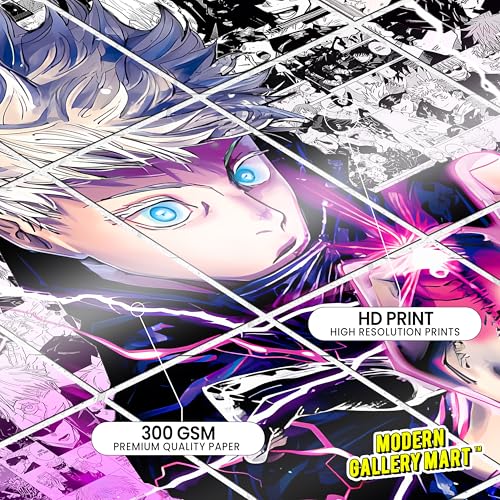 Image of MODERN GALLERY MART Pack of 20 Jujutsu Kaisen Satoru Gojo Manga Poster | A4 Size Anime Wall Art (8.3 x 11.7 inch) | Manga Posters with Glue Dots | Anime Poster for Bedroom, Living Room, Office