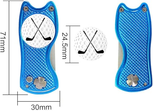 Miniatura 2 de Myartte Herramienta de reparación Divot de golf, herramienta plegable de acero inoxidable, con 2 marcadores de pelota de golf desmontables, botón