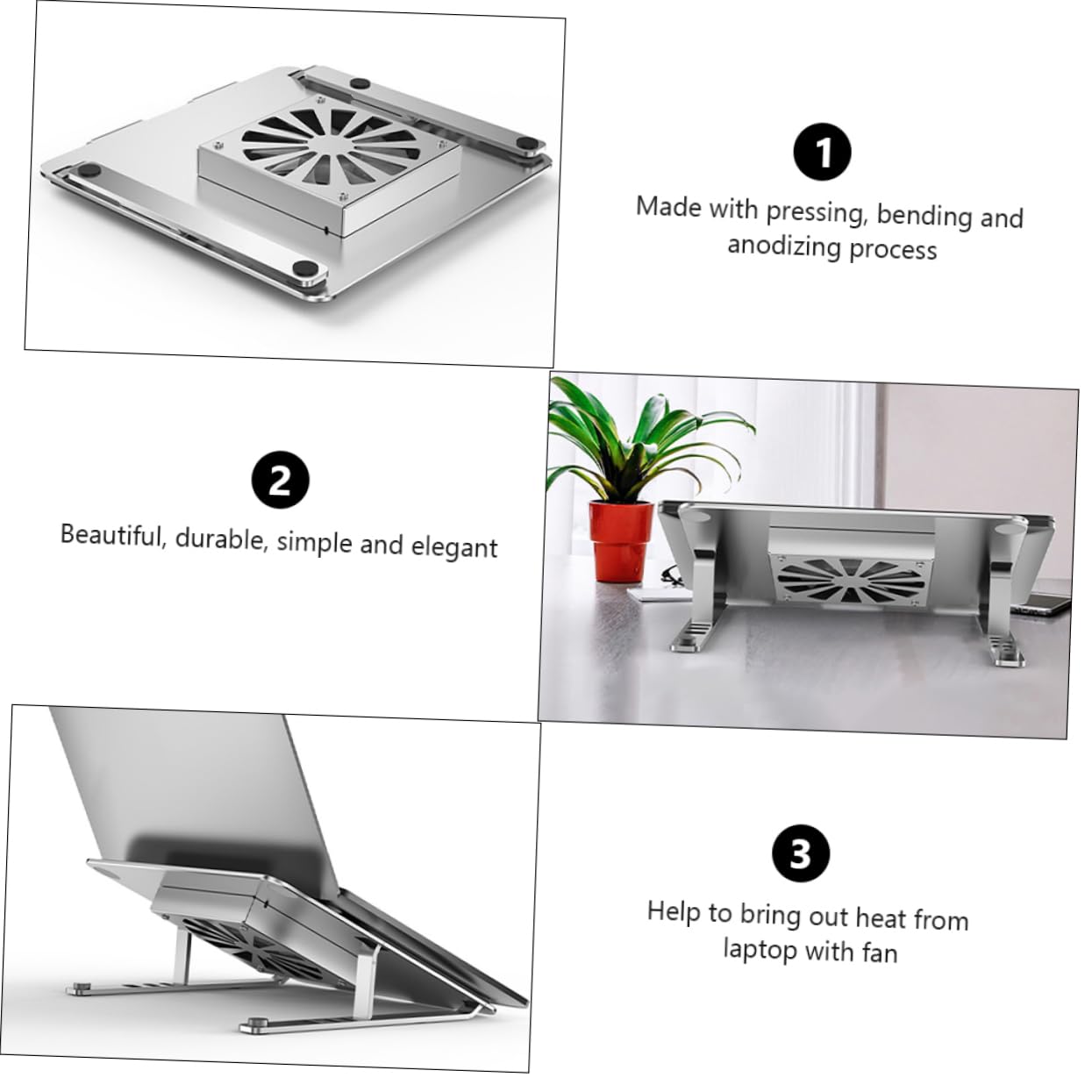 Holibanna Dispositivo Di Raffreddamento Del Taccuino Regolabile In Piedi Computer Con Più Fresco Supporto Ventilato Per Laptop Frigorifero Portatile Silenzioso Lega Di Alluminio Argento