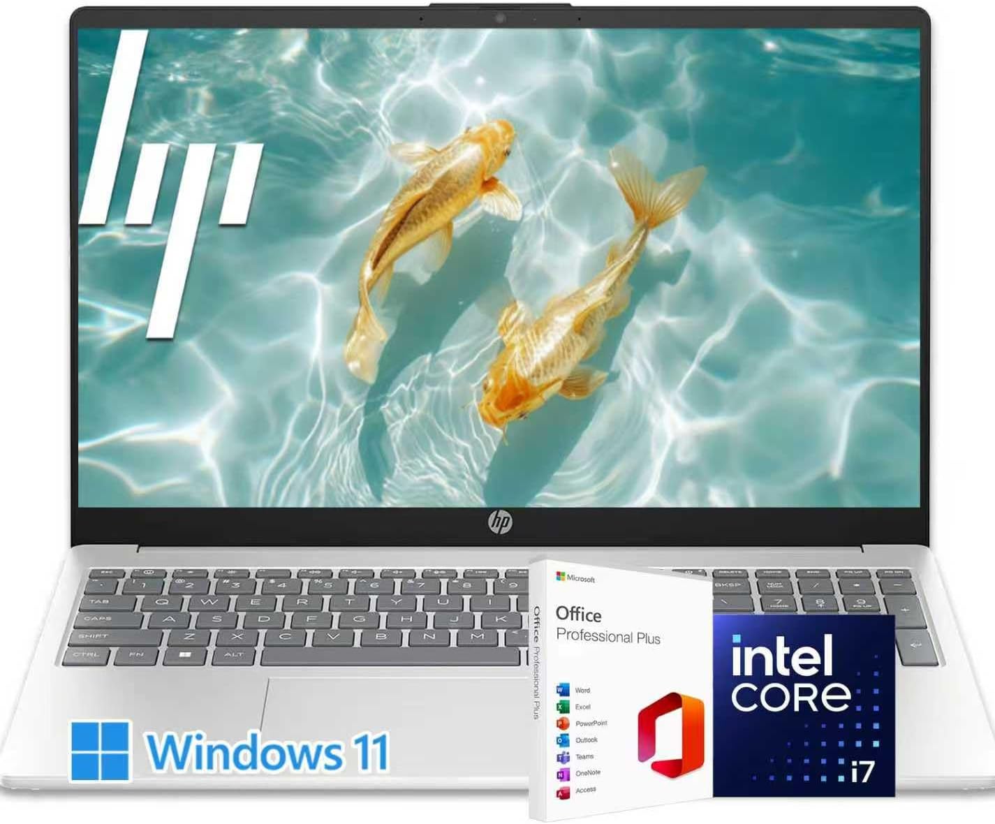 HP 2025 Premium Laptop | 15.6" FHD Display | Intel Core i7-1255U | 32GB RAM | 1TB SSD | Intel Iris Xe Graphics | Win11 with Microsoft Office | WOWPC Recovery USB | School,Business &Productivity