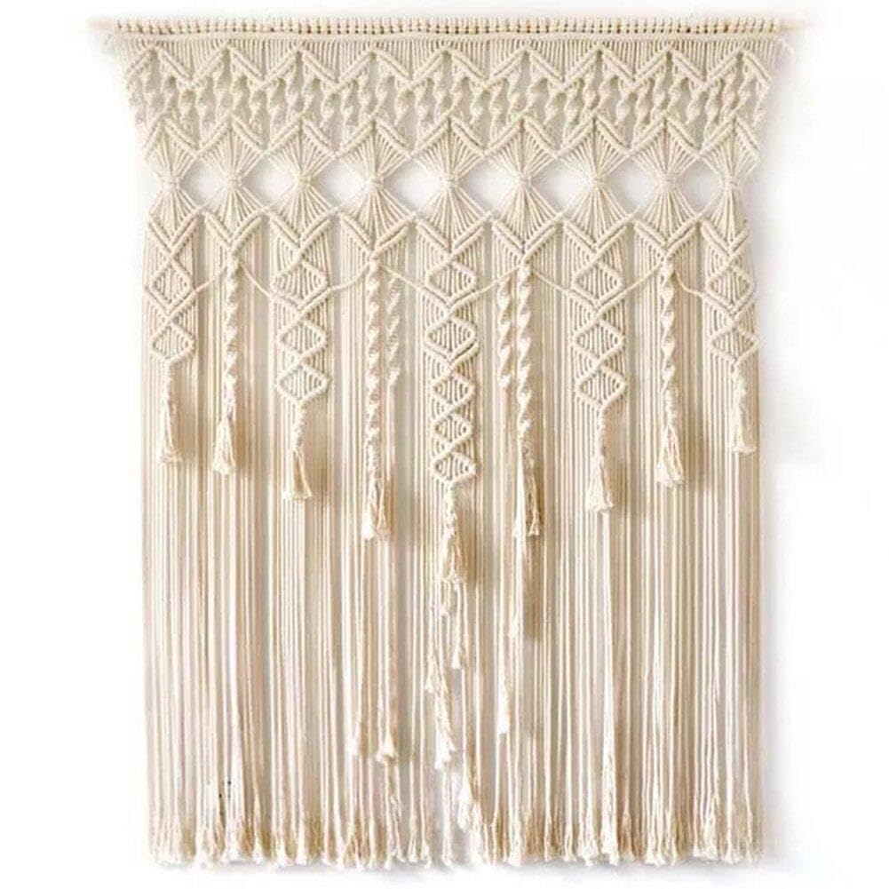 Rideau macramé pour porte en coton tissé main, décoration murale poétique et douce