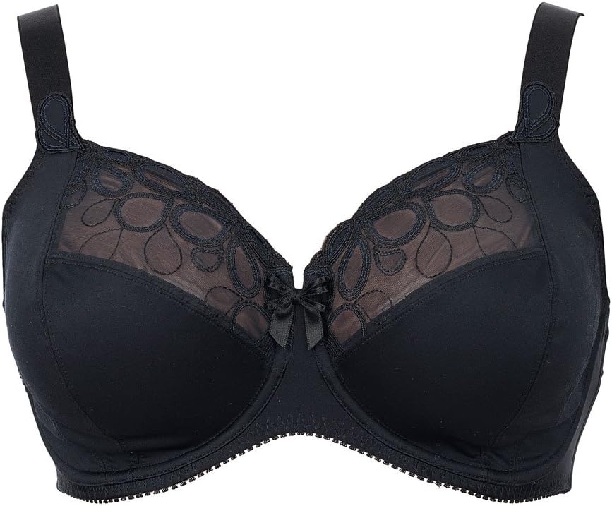 Anita Rosa Faia 5628-001 Women's Lupina Black Embroidered Non-Padded Underwired Plus Size DD+ Support Full Cup Bra 32F (E UK)