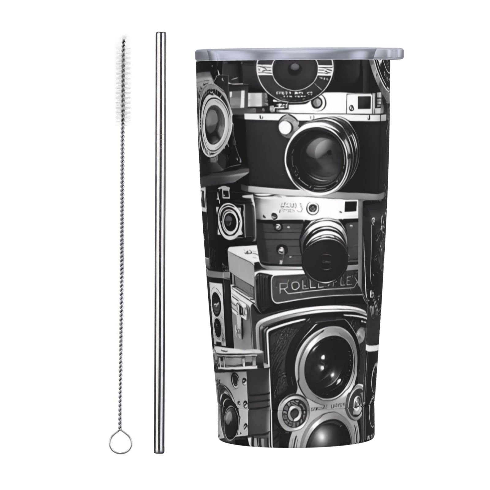 Gobelet isotherme étanche en inox 591 ml avec couvercle et pailles