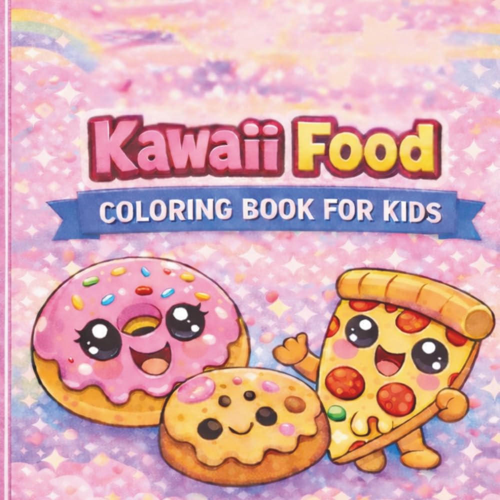 Kawaii Food Coloring Book for Kids: Fun and Easy Cute Treats to Color – Cupcakes, Donuts, Pizza, Ice Cream, and More
