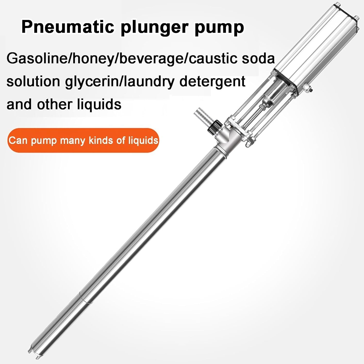 Bomba química neumática – Bomba de pistón de acero inoxidable para líquidos viscosos de alta temperatura, caudal: 10 l/min, presión de trabajo: 0,8 MPa, diámetro de salida: 25/32 mm