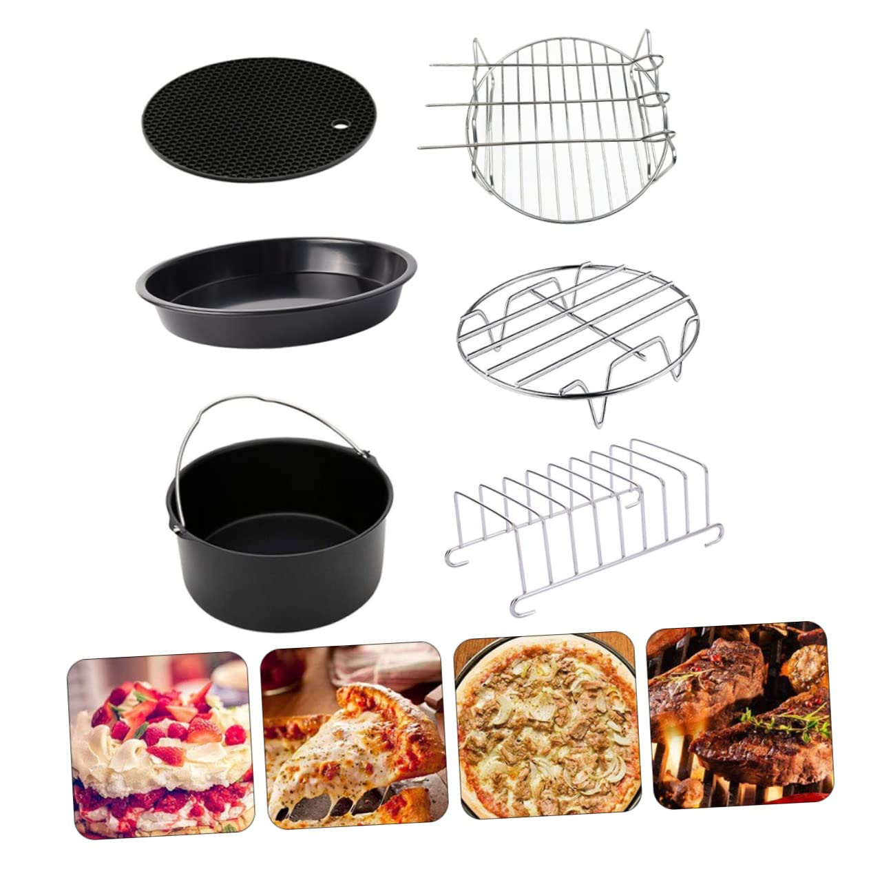 PRETYZOOM 6piezas Sartenes Para Hornear De Accesorios Para Freidora De Aire Utensilios De Cocina De Inoxidable Bandeja Para Hornear Para Hacer Pasteles y Pizza