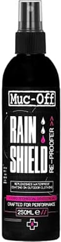 Muc Off Rain Shield Re-Proofer, 8.5 fl oz - Spray impermeabilizante para ropa técnica y exterior - Spray de reimpermeabilización DWR para chaquetas