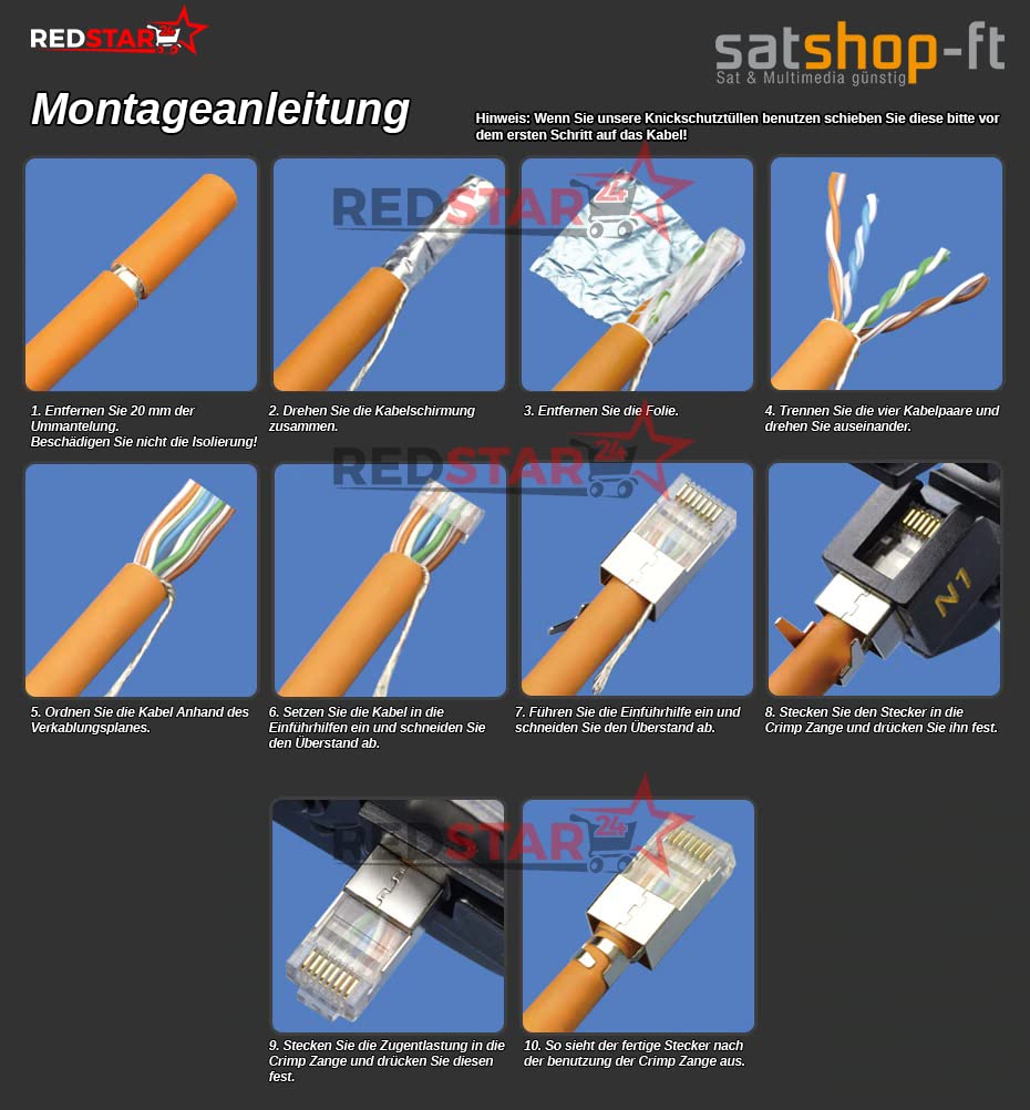 100m CAT 7 Kabel Verlegekabel Netzwerkkabel Crimpzange RJ45 Zange / Kabeltester / Kabelmesser / 10x Netzwerkstecker RJ45 Stecker LAN Halogenfrei Installationskabel CAT7 Kupfer Netzwerk Werkzeug SET