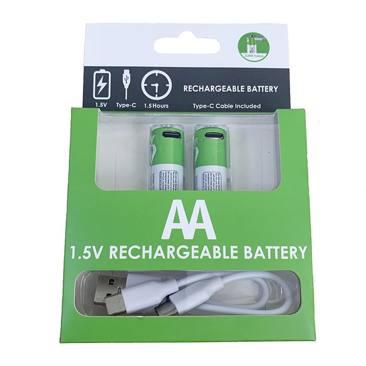 Batterie Lithium-ION USB AA/AAA 1,5 V 2600 mWh Batterie Rechargeable AA 1,5 V 750 mWh Batterie AAA Charge Rapide 1200 Cycles avec câble de Type C 2/4 Paquets