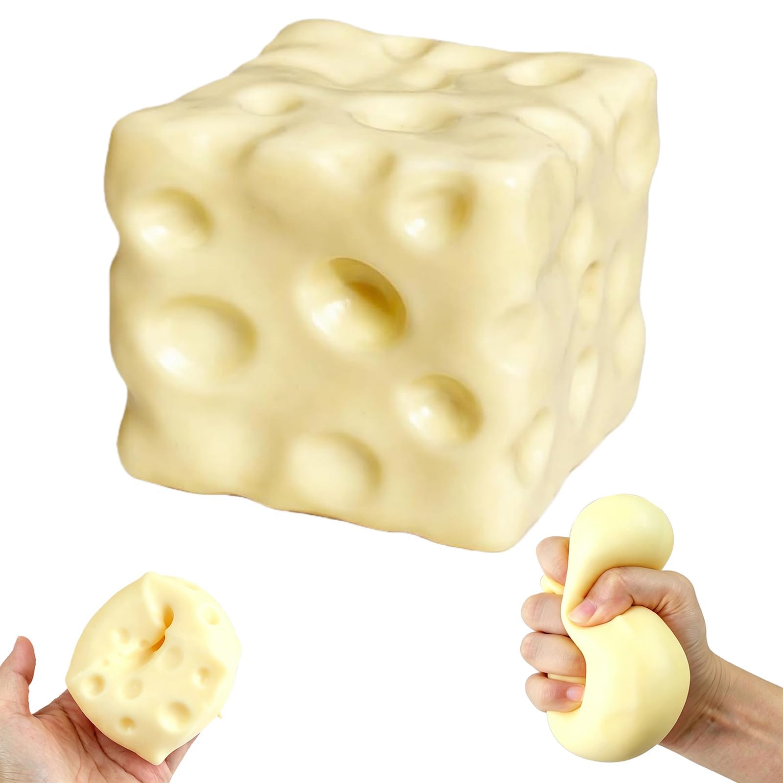 Cheese Squishy, Big Brain Cheese Stress Ball Realistic Design, Anxiety Relief Fidget Sensory Toys For Adults (Cheese-B) — image 1