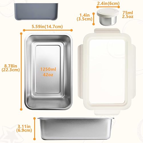 Miniatura 6 de YINGRACE Caja Bento de acero inoxidable, 42 onzas, a prueba de fugas, con divisor ajustable, apta para microondas, lonchera de metal para viajes