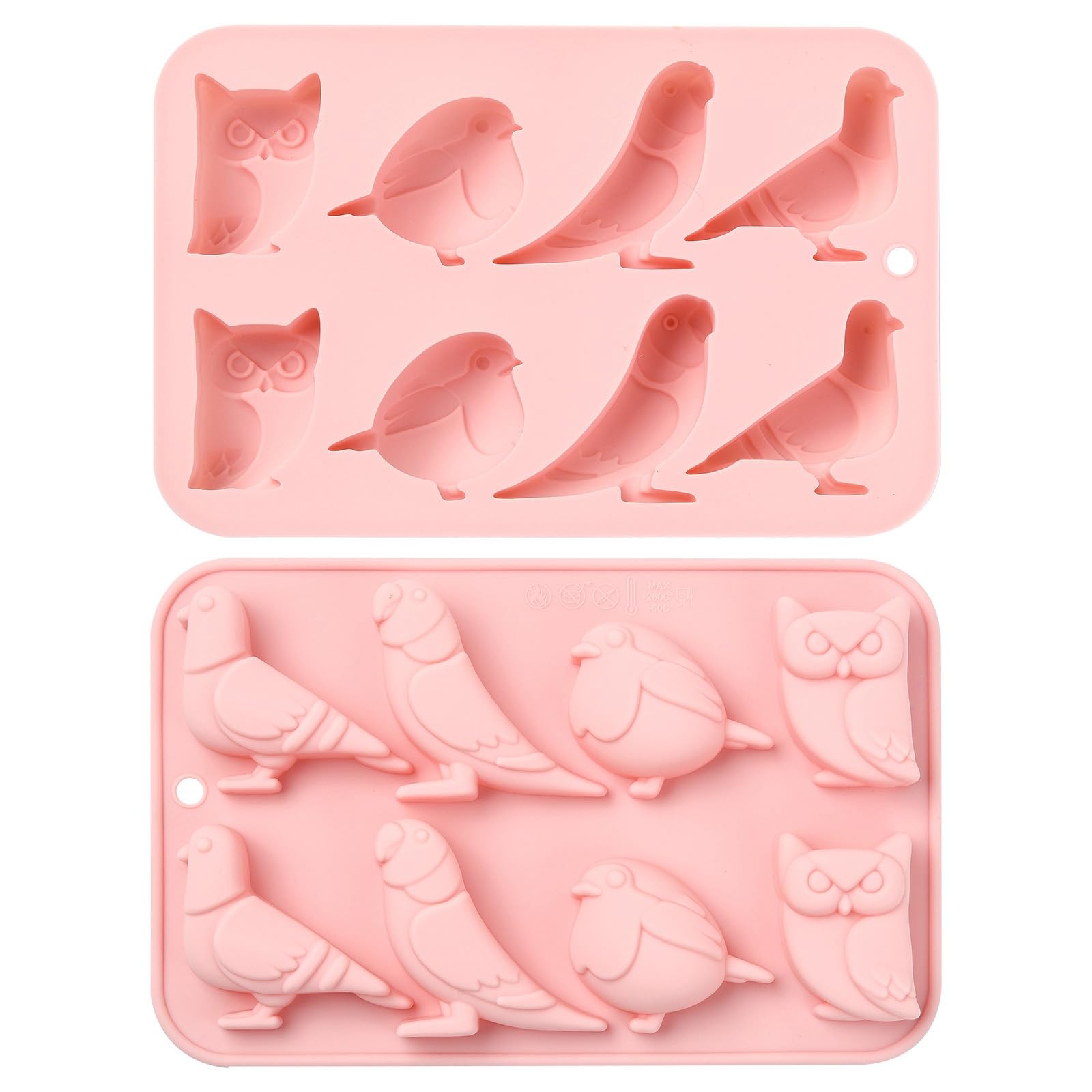 Stiesy 8-Cavity Bird Silicone Molds - Set Of 2 For Chocolate, Candy, Soap & DIY Crafts