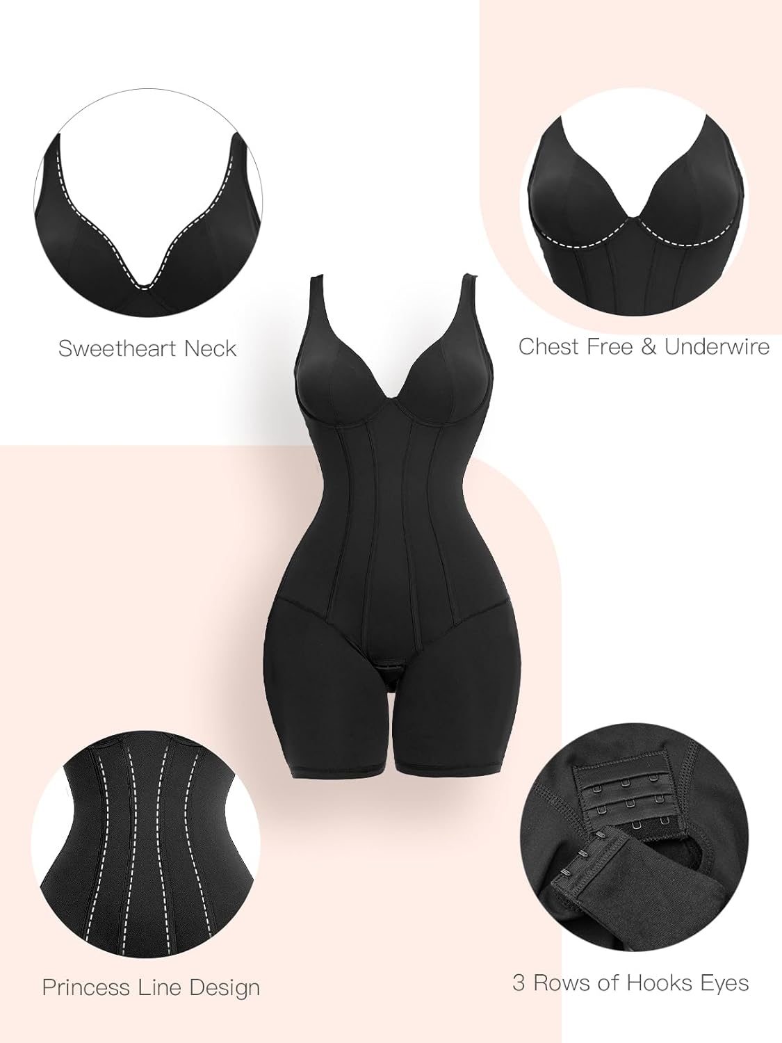 Size L Slimers Women V-Neck Corset Bodysuits - Tummy Control Sculpting Body Suits : Hip Lifter Shapewear Outfits Club Tops