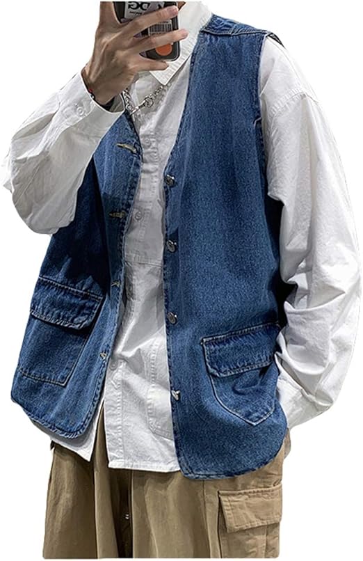 Amazon Ksila ベスト メンズ デニム ジャケット 袖なし Gジャン ゆったり ジージャン 綿 カジュアル 無地 デニムジャケット ノースリーブ アウター 大きいサイズ 秋 ベスト 通販 Amazon Ksila ベスト メンズ デニム ジャケット 袖なし Gジャン ゆったり ジージャン 綿 カジュアル 無地 デニムジャケット ノースリーブ アウター 大きいサイズ 秋 ベスト 通販