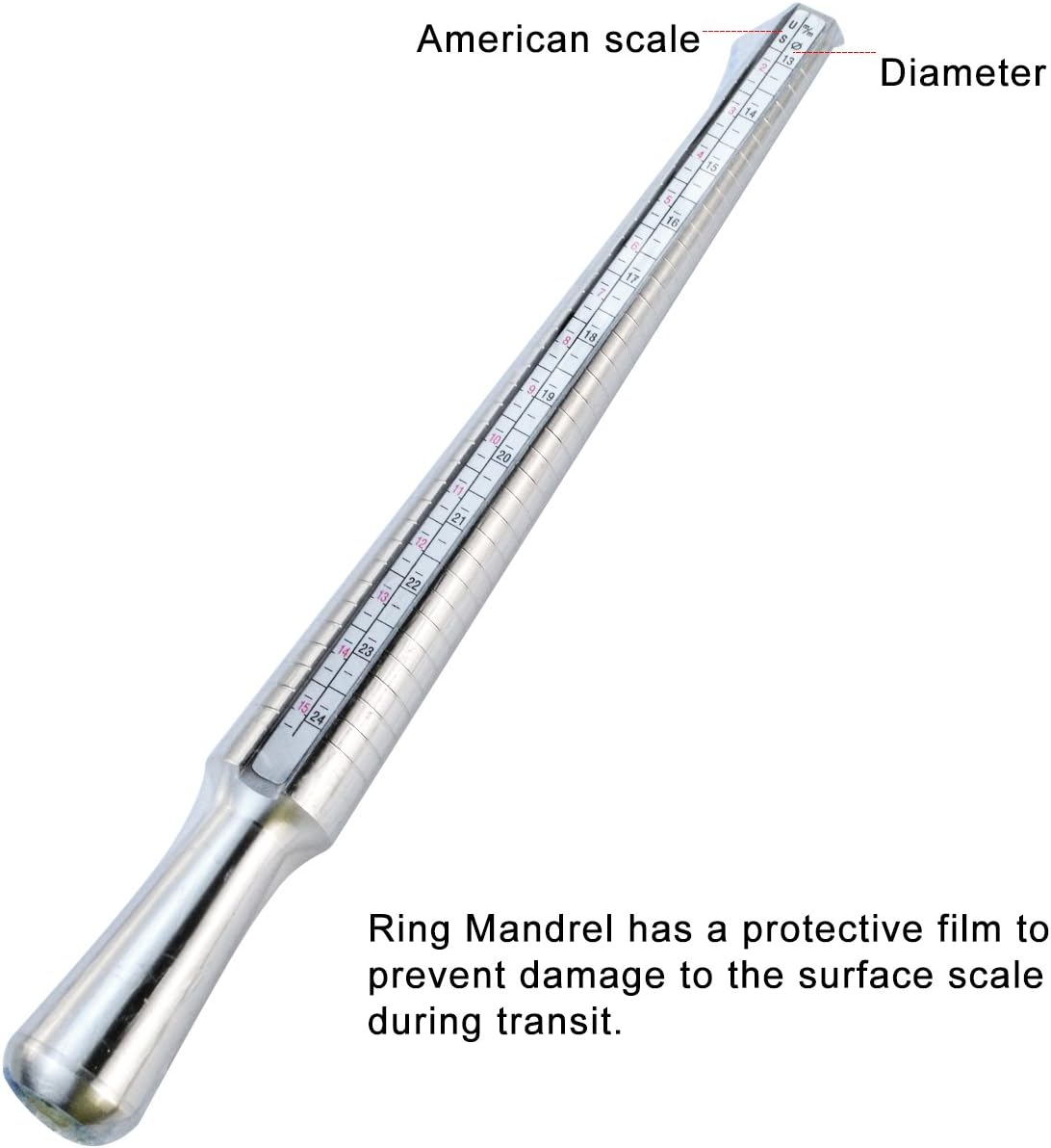 Ring Mandrel Sizer Metal Mandrel, Yookat Finger Sizing Measuring Stick Metal, with Ring Sizer Guage Set of 27 Pcs Circle Models Jewelry Sizer Tool