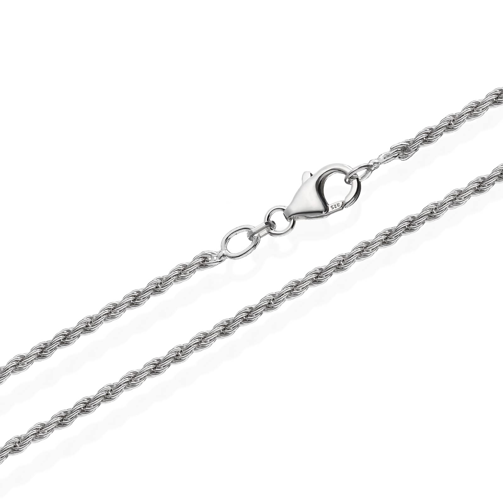 NKlaus 50 cm łańcuszek ze sznurkiem ze srebra próby 925, elegancki naszyjnik, szerokość: 2,0 mm, waga 6,8 g, 5698, Srebro szterlingowe, Bez kamieni szlachetnych