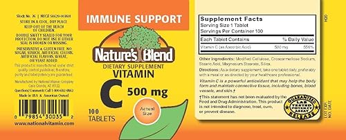 Miniatura 2 de Nature's Blend Vitamina C 500 mg 100 Comprimidos