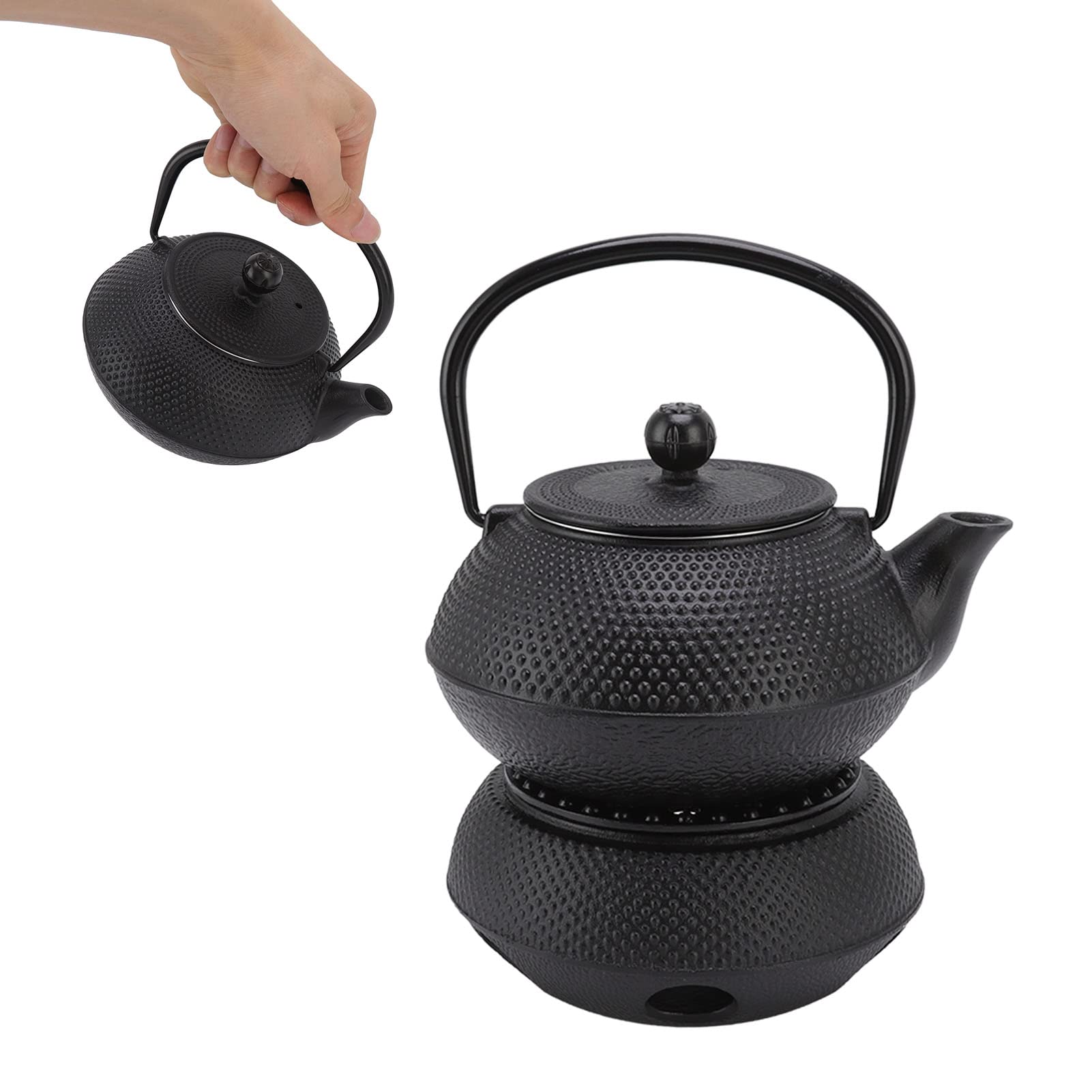 Yosoo Health Gear Zestaw Czajników żeliwnych Żeliwny Czajniczek 800 Ml z Sitkiem Do Filiżanek Podgrzewacz Maty Japoński Czajnik Do Herbaty Parzenia Herbaty Sypkiej Liściasty Użytku Domowego