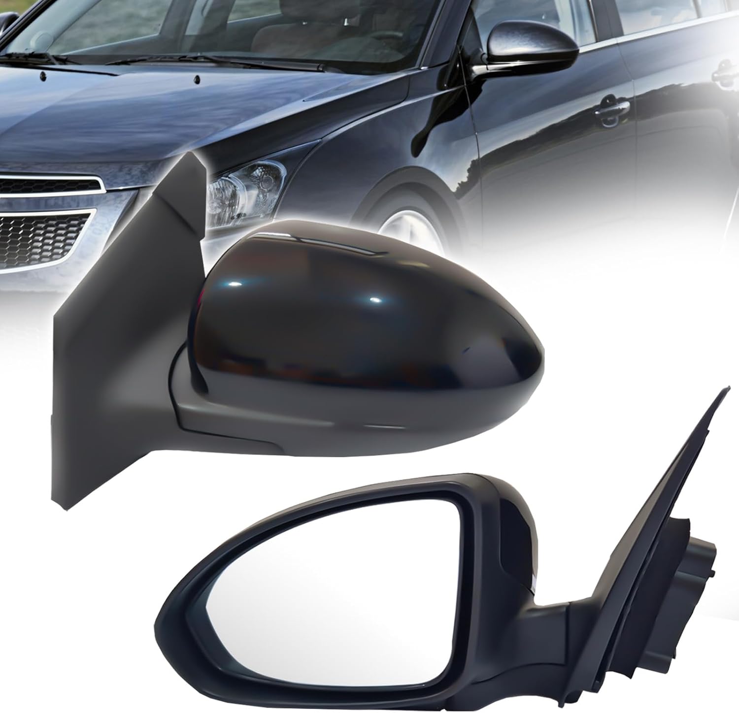 3 Pins Driver Left Side Mirror Assembly Compatible with 2011-2016 Chevrolet Chevy Cruze Power Glass Manual Folding without Heated without Turn Signal Replace Black Sedan/Hatchback