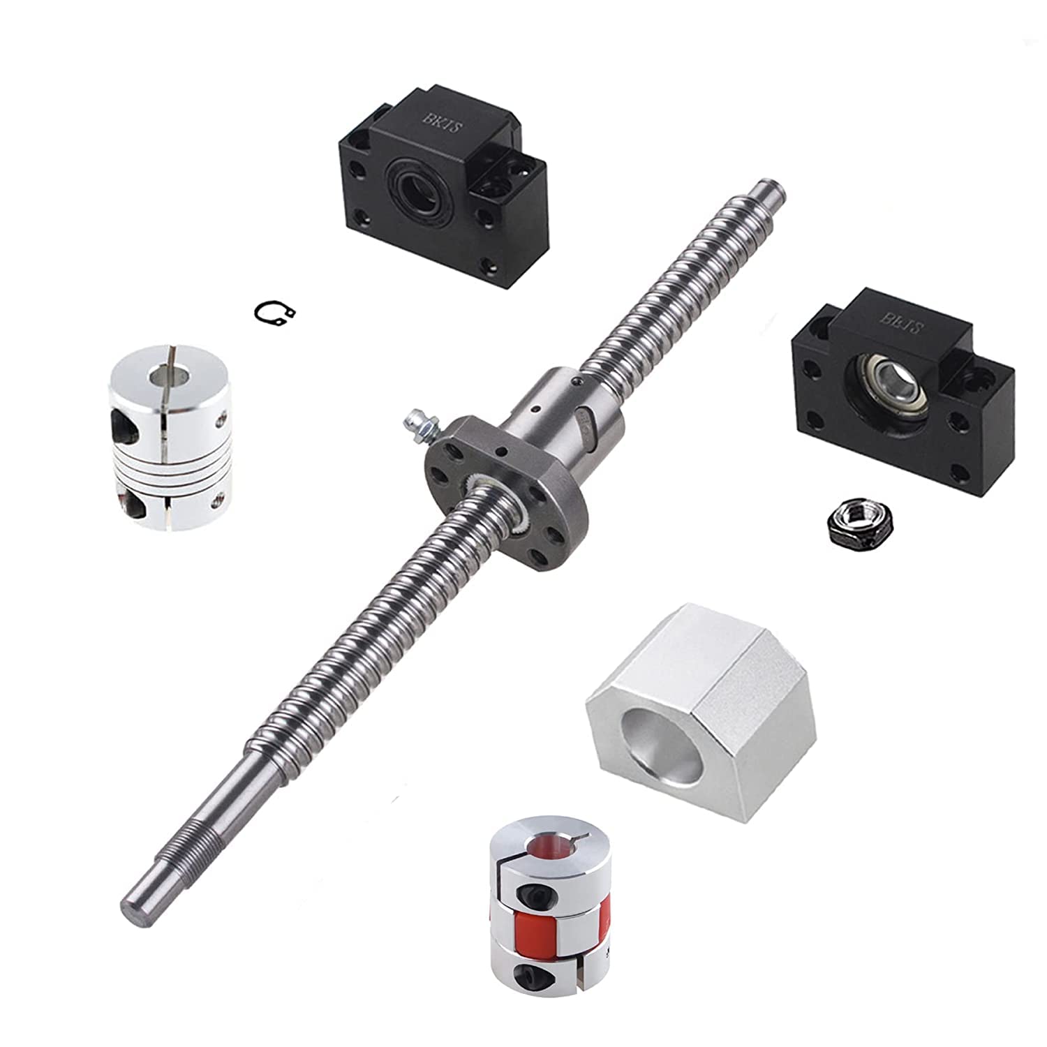 Kit de guidage linéaire SBR20 800 mm avec 4 blocs coulissants SBR20UU + vis à billes SFU1605 750 mm avec BK12/BF12 + boîtier d'écrou DSG16H + 2 embrayages pour CNC