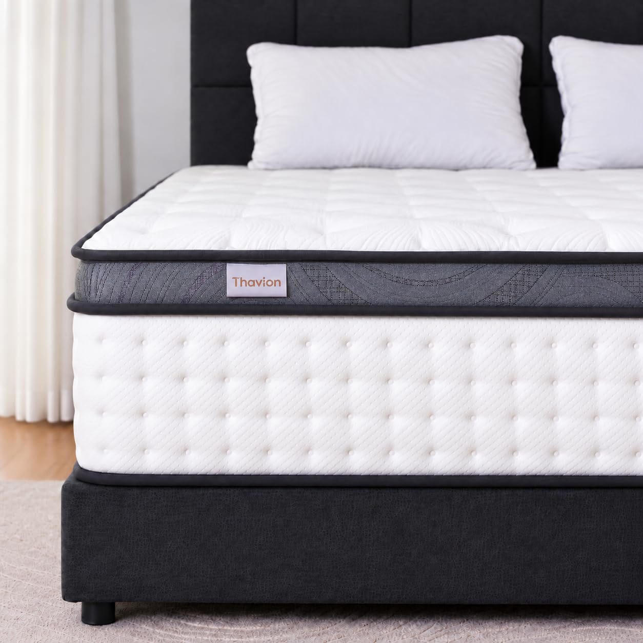 Thavion Luxus Taschenfederkernmatratze 90x200 cm, 30cm Höhe HärteH4 H5, Ergonomische 9-Zonen Taschenfederkernmatratze, Premium Hybridmatratze Geräuschfrei,Verstärkter Kante, Öko-Tex Zertifiziert