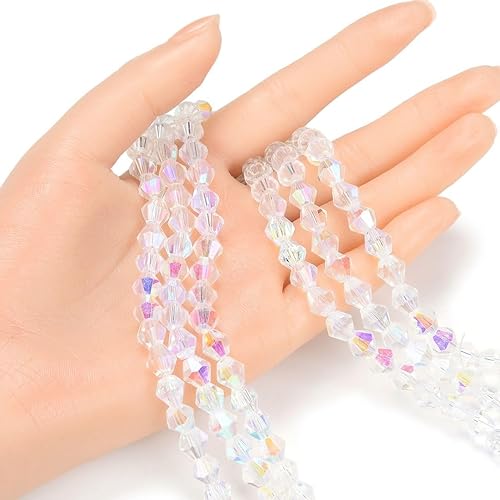 Miniatura 2 de 10 hebras checas facetadas de cristal bicono sueltas cuentas de cristal 0.315 in cristal AB (350-380 piezas) para joyería artesanía fabricación