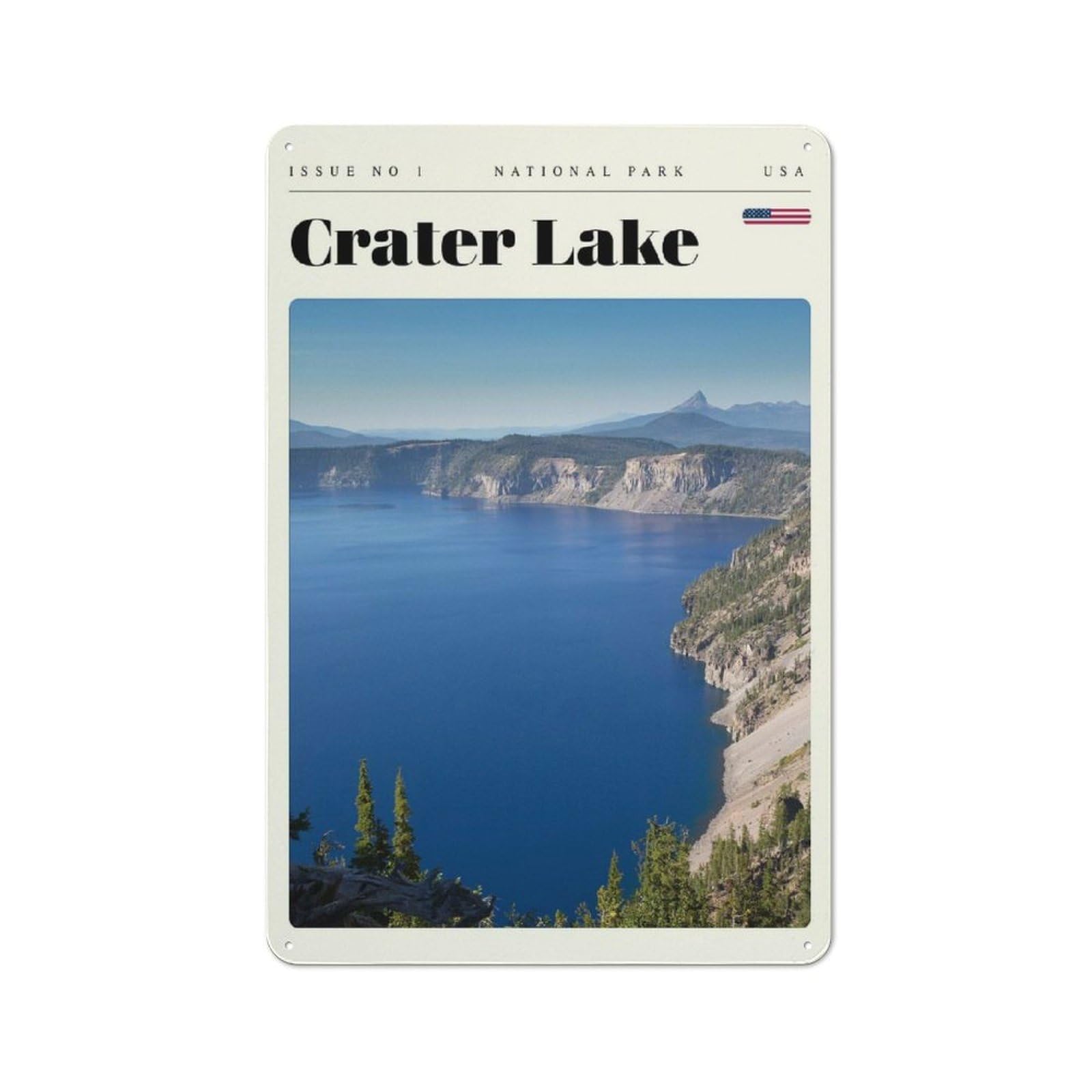 Junmoney Style-8 For Kitchen Or Home Bar, Crater Lake National Park Travel Art Rustic Metal Wall Sign 30X20cm, For Winter Room Styling In Kitchen And Home Bar