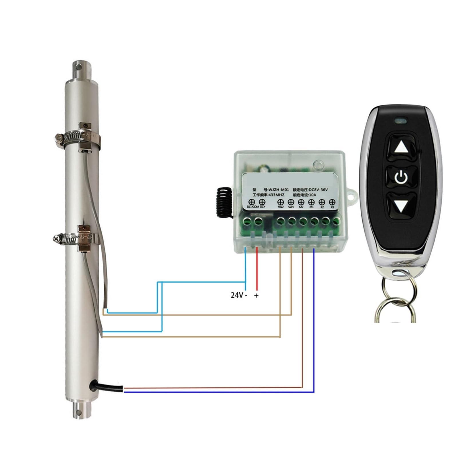 Mikro siłownik liniowy przełącznik czujnika magnetycznego regulowana długość 1500N 15mm/s 100mm 150mm 200mm 250mm 300mm Do pojazdów mechanicznych i kamperów(Stroke 100mm,24V)