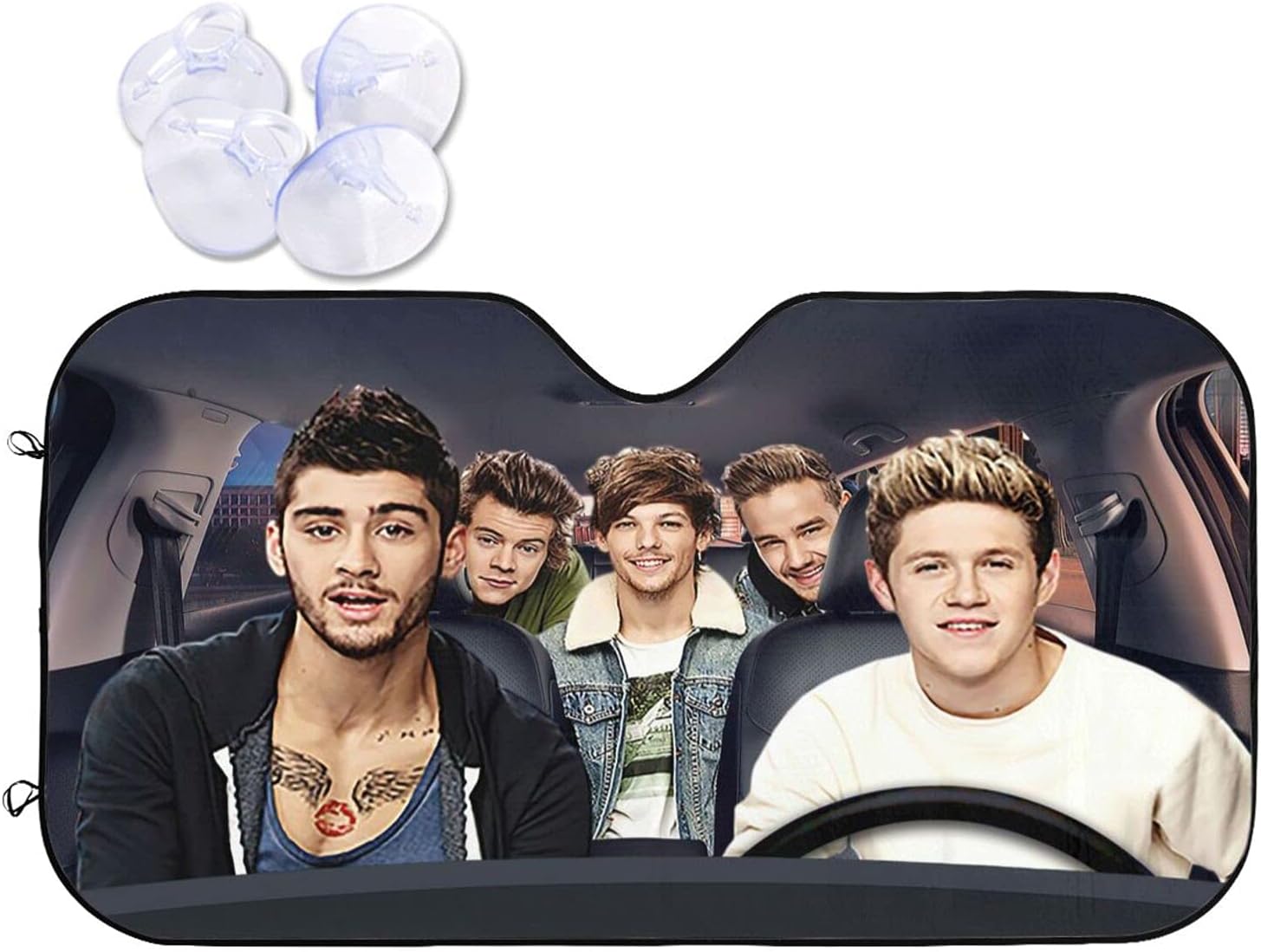 AFOK One Direction Car Windshield Sun Shade, Universal Fit Car Sunshade,Front Window Visor Protect Your Car from Sun Heat/Blocks Uv Rays,Keep Vehicle Cool 55 X 30 in