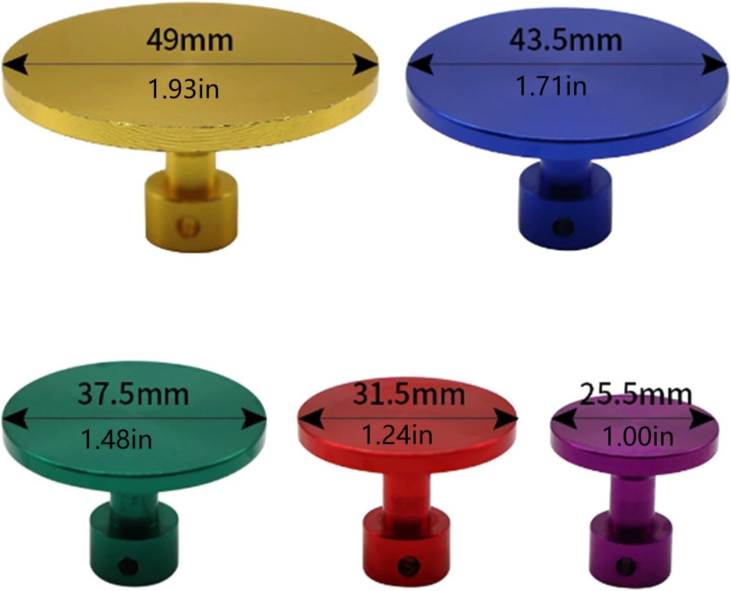 Dent Repair Heads Set, Aluminum Alloy, Color Coded