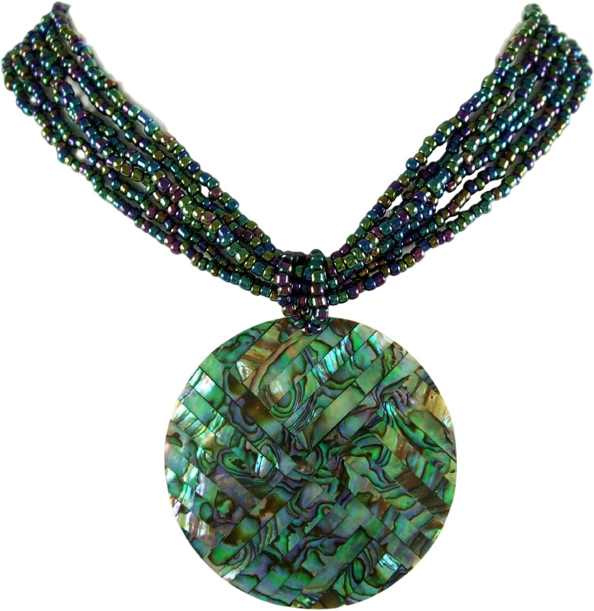 Mosaic Natural Paua Abalone Necklace Handmade Seashell Necklace Jewelry for Women BA179 - Image 3