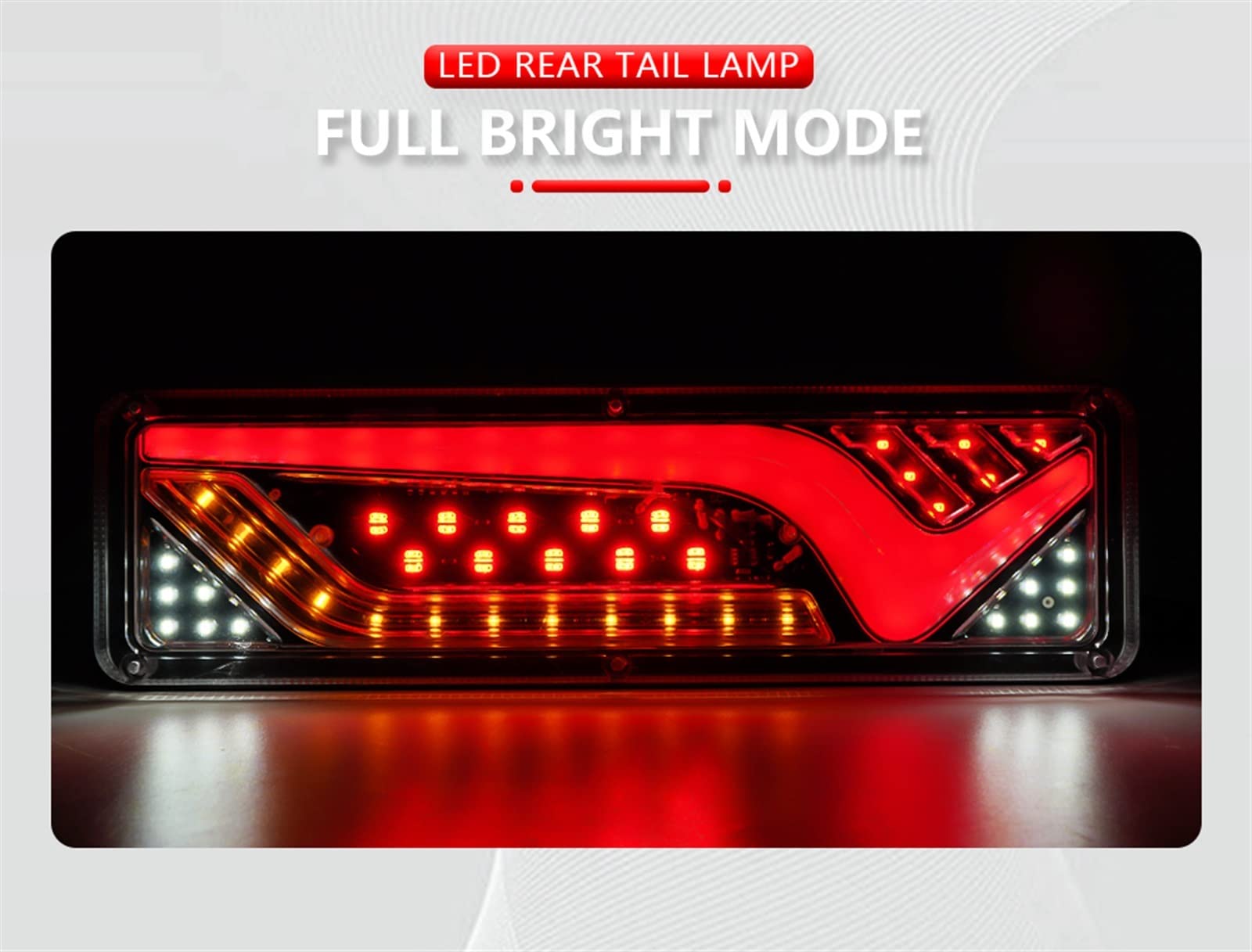 2PCS 12V-24V LED Fanale posteriore for camion Luci posteriori Indicatori di direzione Freno Segnale di retromarcia Lampada Rimorchio Camion Bus Camper Caravan RV Trattore