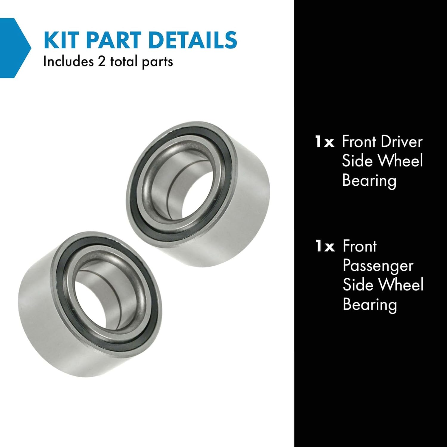 TRQ Front Wheel Bearing Set Compatible with 1994-2001 Acura Integra 1992-2005 Honda Civic 1994-1997 Civic del Sol