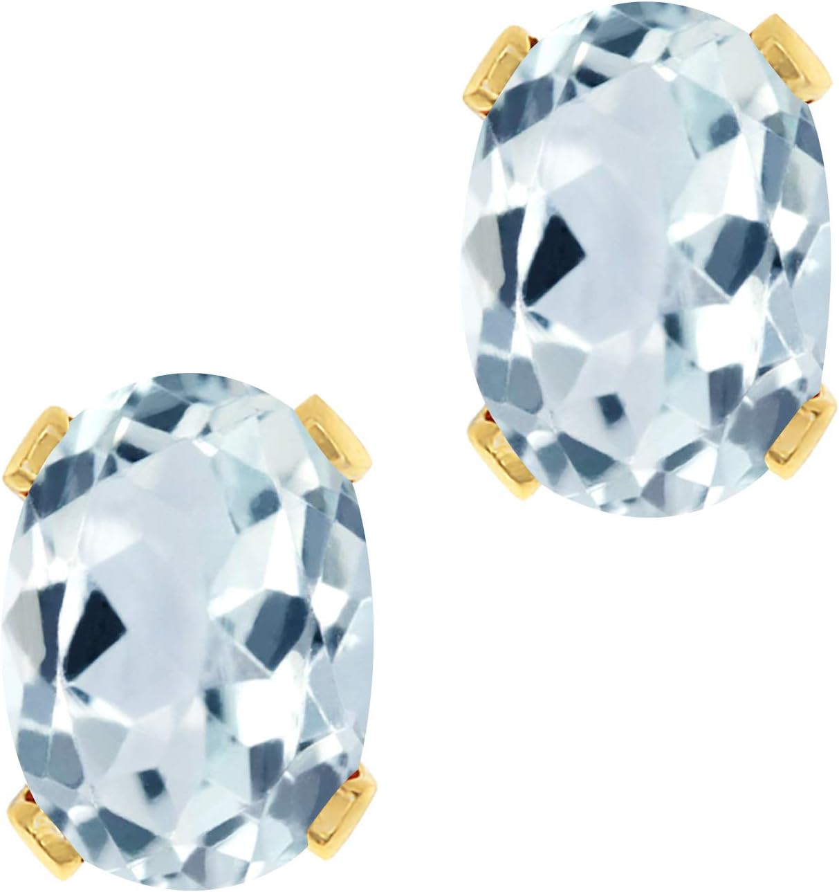 Gem Stone King Gemstone Birthstone Stud Earrings for Women Men | 18K Yellow Gold Plated | Oval 7X5MM | Fine Jewelry Gifts for Her Him Mom Dad Wife