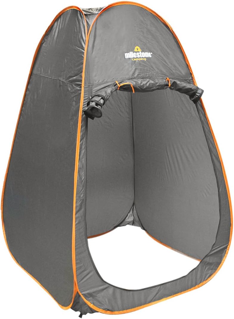 Milestone Camping 14140 Toilet Tent Pop Up Privacy Tent for Outdoor Changing Dressing Fishing Bathing Storage Room Tents, Portable with Carrying Bag, Dark Grey