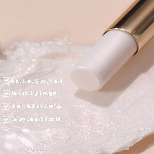 Miniatura 5 de Oulac Lápiz labial hidratante con brillo  Bálsamo labial tintado dorado, hidratante para labios, acabado brillante, cobertura transparente con