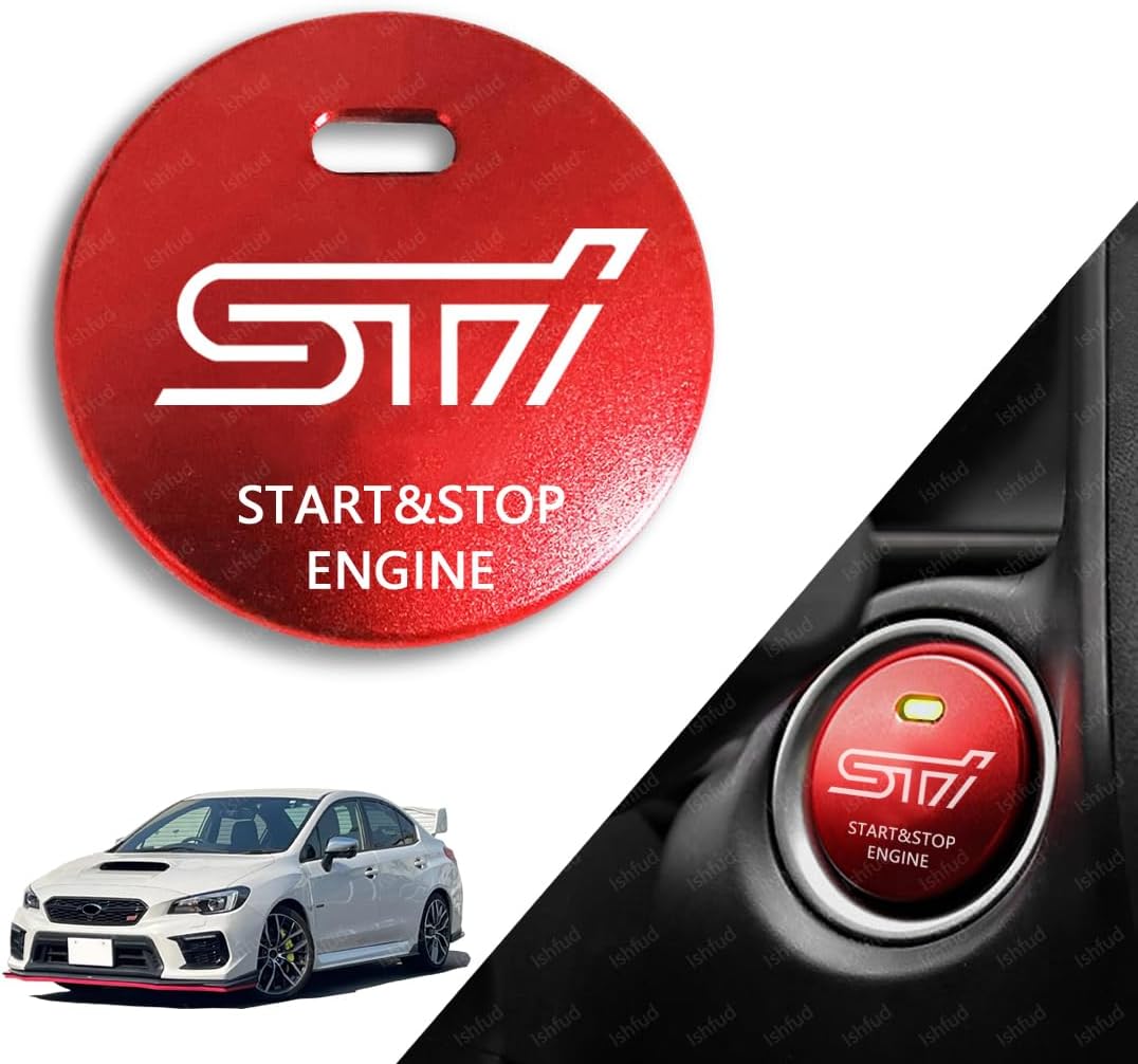 Subaru STI Start Button Cover Switch Cover Engine Start Cover Levorg Legacy Forester Impreza Sport XV B4 BRZ G4 Start Ring Stop Cover Made of Aluminum Alloy (Subaru STI, Red)