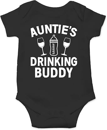 Aunties Drinking Buddy - Funny Baby Essentials Bodysuit - Baby Girl Clothes Cute Newborn Romper