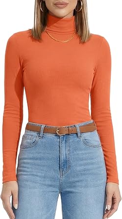 Zengjo Turtleneck قميص نسائي طويل الأكمام قمم نحيفة قاعدة قاعدة طبقة ناعمة تمتد