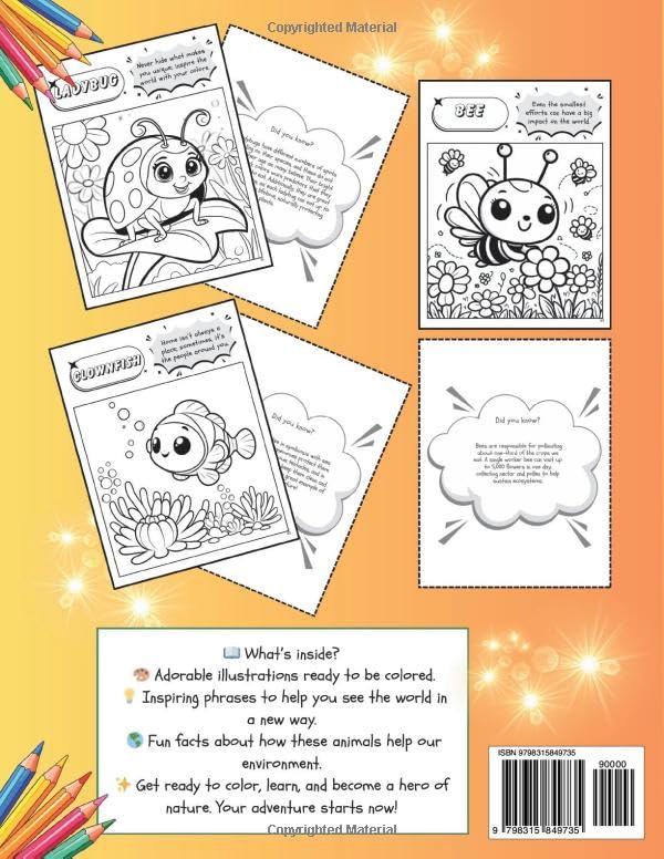Nature’s Little Adventurers: A Fun, Educational, and Inspirational Coloring Book for Kids and Nature Lovers: Discover How Little Creatures Make a Big ... and Mindfulness Coloring Adventure image 3