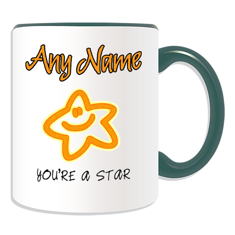 Unigift Green Personalised Gift - You're A Star Mug (Occasion Design Colour) Name Message Unique Funny Novelty Congratulations Cheering Best Wish Good Luck New Job Better Awesome Super Amazing Great
